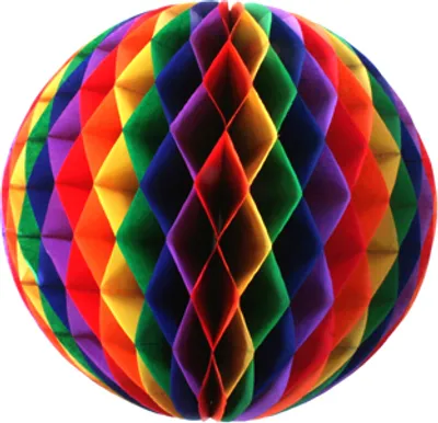 Produktbild von Wabenball Regenbogen 30cm, schwer entflammbar
