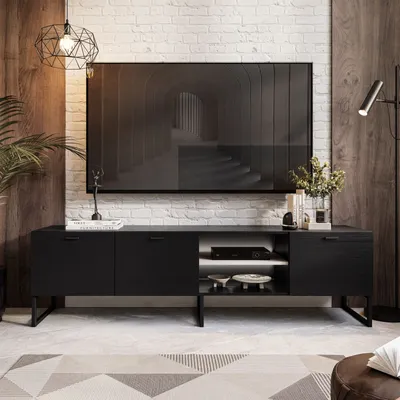 Produktbild von MOONLIGHT 185 cm RTV Schrank schwarz, Ablage: kaschmir