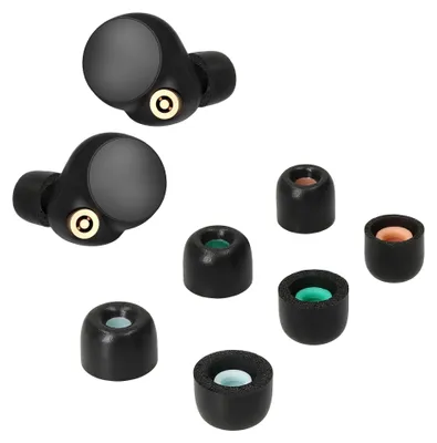 Produktbild von kwmobile 6x Ersatz In Ear Kopfhörer kompatibel mit Sony WF-1000XM4 - 3 Größen - Polster Ohrstöpsel In-Ear Ohrhörer - Schwarz