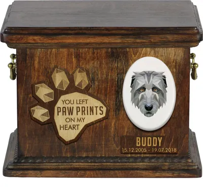 Zdjęcie produktu dla Wilczarz irlandzki, Irish wolfhound - urna na prochy psa, personalizowana urna z grawerem, pamiątkowe pudełko na psie prochy marki Art-Dog