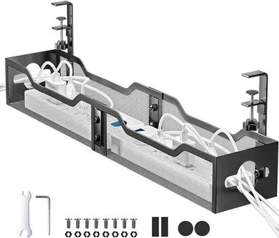 Imagen del producto de Organizador de cables para suelo, caja metálica para cables ideal para oficinas y hogares, no requiere instalación, caja para cables que ayuda a mantener el orden y ahorrar espacio, apta para uso en oficinas y hogares