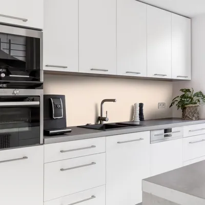 Produktbild von Dedeco Küchenrückwand Motiv: Beige V1, 5mm Hartschaum Kunststoffplatte PVC als Spritzschutz Küchenwand Wandschutz wasserfest, inkl. UV-Lack matt, alle Untergründe, 280 x 60 cm