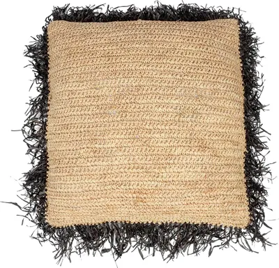 Produktbild von Bazar Bizar Der Raffia Kissenbezug - Natur Schwarz - 60x60