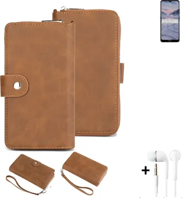 Produktbild von K-S-Trade 2in1 Handyhülle kompatibel mit Nokia 2.4 + Kopfhörer Schutzhülle & Portemonnee Schutzhülle Tasche Handytasche Case Etui Geldbörse