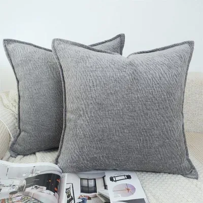 Produktbild von Unyqoos® 2er-Set Chenille-Kissenbezüge – weiche, doppelseitige Kissenhüllen mit verdecktem Reißverschluss, 40×40 / 45×45 / 50×50, maschinenwaschbar 30°C
