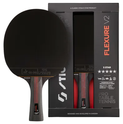 Produktbild von STIGA Flexure V2 Tischtennisschläger – 5 Sterne Tischtennisholz, ITTF-zugelassener STAR5-Belag, ergonomischer Griff – für Offensive Spieler