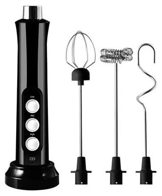 Obrázek produktu pro Elektrický ruční mixér, 1 hlava, 2 v 1, ruční mixér, přístroj na přípravu kávy a mléka, 2000 W, černý