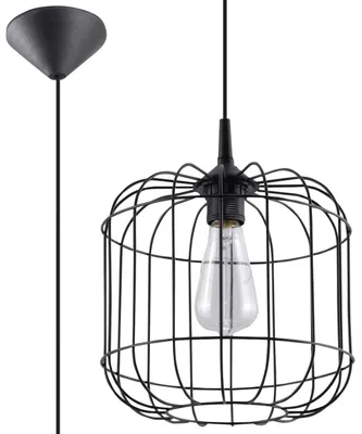 Immagine prodotto di Lampada a sospensione CELTA nera 1xE27 15W acciaio 95x23x23cm Sollux Lighting