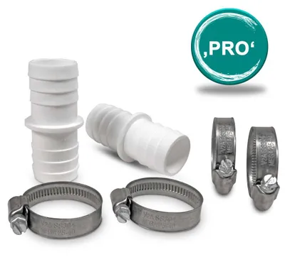 Produktbild von Set PRO> Schlauchverbinder Ø 32/32mm + V2A SS304 Schellen