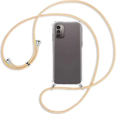 Produktbild von Handykette Backcover-Schutzhülle mit Band (Metall silberfarben) für Nokia G11 / G21 - Goldkordel