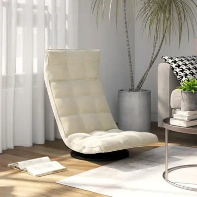Immagine prodotto di The Living Store Sedia da terra girevole in velluto crema