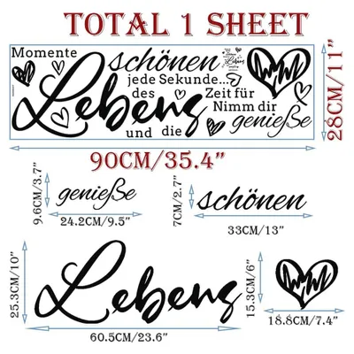 Produktbild von Zimtky Wandtattoo Spruch 'Nimm dir Zeit für die schönen Momente' und 'LIFE NEEDS A RITUAL', aus hochwertigem, wasserfestem Vinyl für glatte Wände.