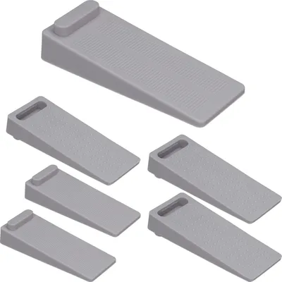 Produktbild von Relaxdays Türstopper Keil, 6er Set, rutschfest, höhenverstellbar, Türpuffer Boden, PVC, HBT: 2x4x9,5 cm, Türkeile, grau