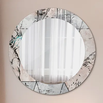 Produktbild von Wohnzimmer Spiegel - Mirror zum Wandspiegel Schlafzimmer – Schminkspiegel - Tiere Abstrakt - Runder: Ø60 cm