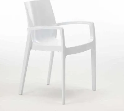 Produktbild von Cream Grand Soleil Stapelbare Polypropylen Stühle mit Armlehnen Küche Bar - Weiß