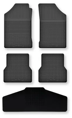 Productafbeelding van Rubberen automatten + tunnelmat voor Volkswagen Polo II 1981-1992 (coupé/hatchback/sedan) – 5-delig, zwart, op maat – Wielganizator Semi-Universal