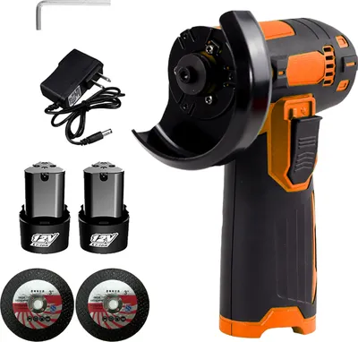 Produktbild von 12-V-Akku-Buersten-Winkelschleifer-Kit, Schleifscheibe 3 Zoll/75 mm, leichtes Winkelschleifer-Werkzeug mit 2 1300-mAh-Lithium-Ionen-Akkus und Ladegeraet, ergonomische Tastenposition zur Reduzierung des Handdrucks, inklusive 2 Trennscheiben