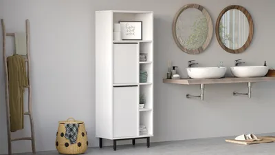 Produktbild von Skye Decor, On10C-W, Badezimmerschrank, 100 % MELAMINBESCHICHTETE SPANPLATTEN, Weiß, 160 x 35,5 x 45,1 cm