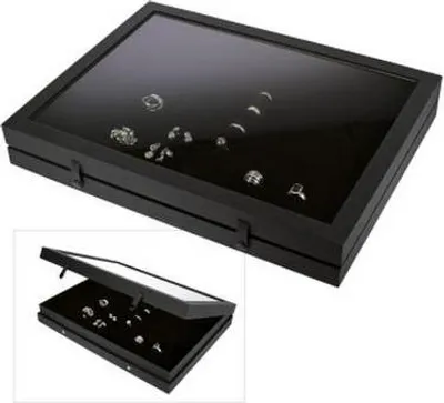 Produktbild von Sammlervitrine Black Edition Schwarz 6,8 x 31,4 cm zur Aufbewahrung von Schmuck und Mineralien
