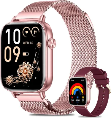 Produktbild von Damen Smartwatch mit Telefonfunktion Herzfrequenzmesser, Schlafmonitor, SpO2-Schrittzähler, 100+ Sportmodi, IP68 wasserdichte