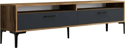 Image de Angiari - Meuble TV, 180x47x35h cm Noyer Marron, 2 Étagères