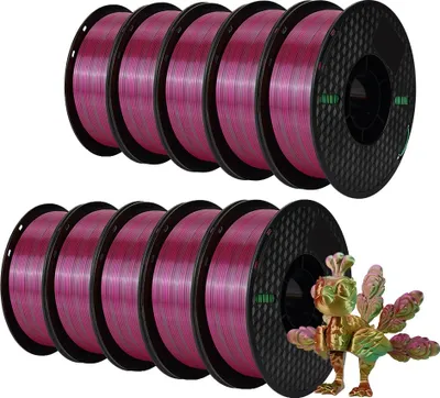 Obrázok produktu pre filament pre 3D tlačiarne, Silk PLA, hmotnosť 10 kg, zlatý zelený, ružovo červený