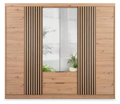 Produktbild von Masseno Schiebetürenschrank AKALI 250/213/60 cm 4-türig mit Spiegel Eiche Artisan