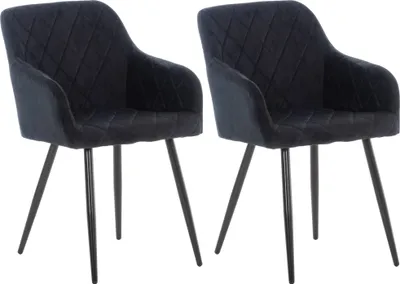 Produktbild von 2er Set Esszimmerstuhl HLO-CP3 Samt  schwarz