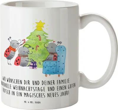 Produktbild von Mr. & Mrs. Panda Mehrwegbecher Weihnachten Smörle - Weiß - Geschenk, Haferl, Kindertasse, Kindertrinkbecher, Pott, Tannennadeln, Pfefferminzstange, Weihnachtsbaum