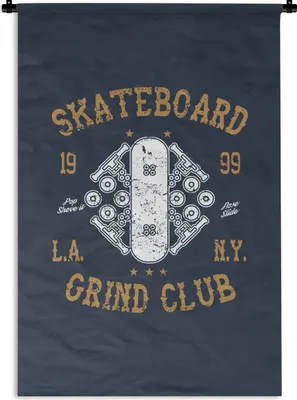 Produktbild von MuchoWow® Wandteppich Wandbehang Skateboard - Retro - Zitat 120x180 cm Tapisserie Dekoration Wandtuch - Schlafzimmer - Dekorationen für das Haus