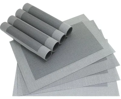 Immagine prodotto di Tovaglietta BORDA Set di 8 tovagliette in plastica intrecciata argento nero 45x30 cm