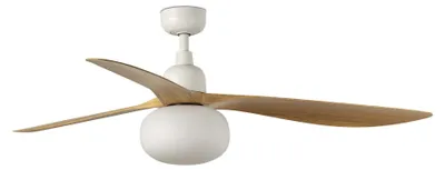 Produktbild von Outdoor DC Deckenventilator mit Beleuchtung und Fernbedienung Outwood Weiß / Eiche IP44