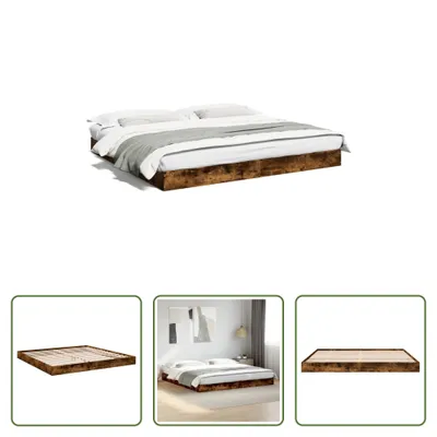 Produktbild von The Living Store Bettgestell Räuchereiche 180x200 cm Holzwerkstoff