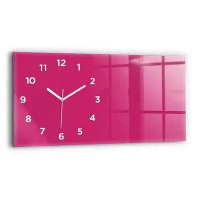 Produktbild von Wallfluent Wanduhr – Stilles Quarzuhrwerk - Uhr Dekoration Wohnzimmer Schlafzimmer Küche - Zifferblatt - weiße Zeiger - 60x30 cm - Starke rosa Farbe
