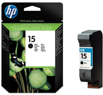 Produktbild von HP 15 Schwarz Original Tintenpatrone groß, Schwarz, Tinte auf Pigmentbasis, 1 Stück(e), 500 Seiten