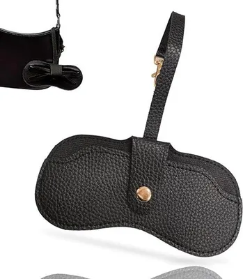 Image de Petit porte-lunettes de soleil en cuir avec fermeture velcro - pour les voyages - noir