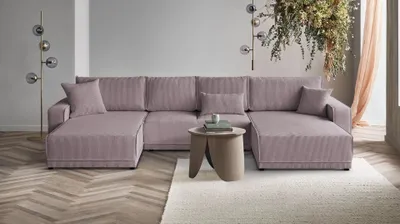 Produktbild von Ecksofa PRIMO U Eckcouch mit Bettzeug-Behälter (Rosa- Poso 27)