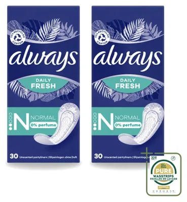 Produktbild von 2 x Always Daily Fresh Slipeinlagen - Normal - Unparfümiert - Vorratspackung - 2 Stücke