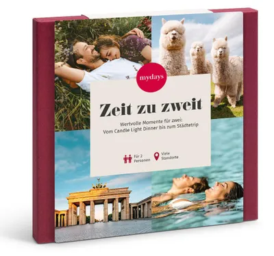 Produktbild von mydays Geschenkbox Zeit zu zweit; Erlebnis verschenken oder selbst erleben; Gutschein für 2 Person(en)