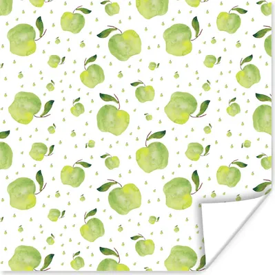 Produktbild von MuchoWow® Poster Äpfel - Grün - Weiß 75x75 cm - Wand Dekoration