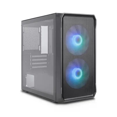 Produktbild von Silentware Air 10 Black kompaktes mATX PC-Gehäuse, Metall Mesh-Front, gehärtetes Glas-Seitenfenster, 2X 140mm ARGB Lüfter, GPU bis 340mm, ATX Netzteil