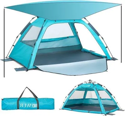 Immagine prodotto di Tenda da sole per 2-4 persone con telo ombreggiante - Protezione UV - Impermeabile - Blu