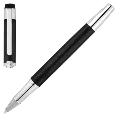 Produktbild von Cerruti Regent Tintenroller, Schwarz, mit 3D-Logo-Mittelring, DIA.10/H.140 mm