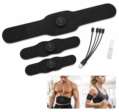 Produktbild von Bauchmuskelgürtel EMS Trainer, elektrischer Muskelstimulator mit 12 Trainingsmodi und 19 Intensitäten, kabelloser USB Fitness Gürtel für Damen und Herren