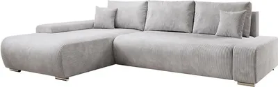 Produktbild von Juskys Sofa Iseo Links - L Form, Schlaffunktion, Stoff, modern & bequem - Couch Hellgrau