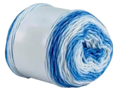 Immagine prodotto di Filato per uncinetto, sfumatura di colore, cotone/acrilico, blu e bianco, 4 gomitoli da 100g