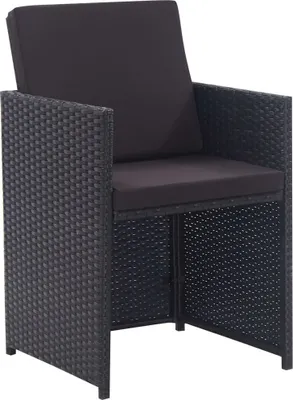 Image de vidaXL Salon de jardin 9 pièces avec coussins Poly rotin noir