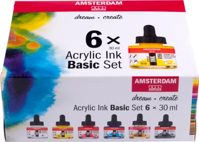 Produktbild von Amsterdam - Amsterdam Acryltusche Bassisset, Set mit 6 Flaschen à 30 ml, sortiert