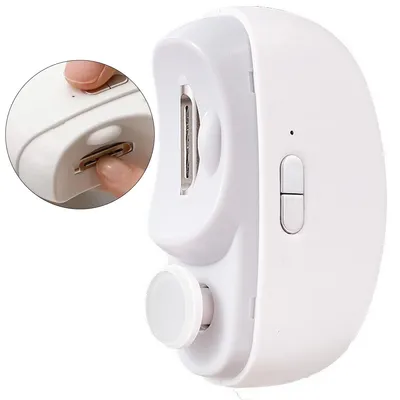 Produktbild von Elektrischer Nageltrimmer für Kinder & Erwachsene, automatische Nagelfeile mit Licht, Zwei Geschwindigkeiten, Sicherheitsmodus, Type-C Laden, Weiß