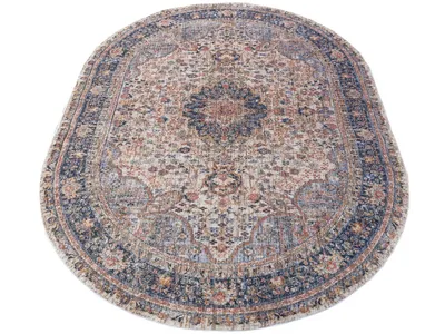Produktbild von Ovaler Teppich 200x290 cm FRANCO - beige / blau